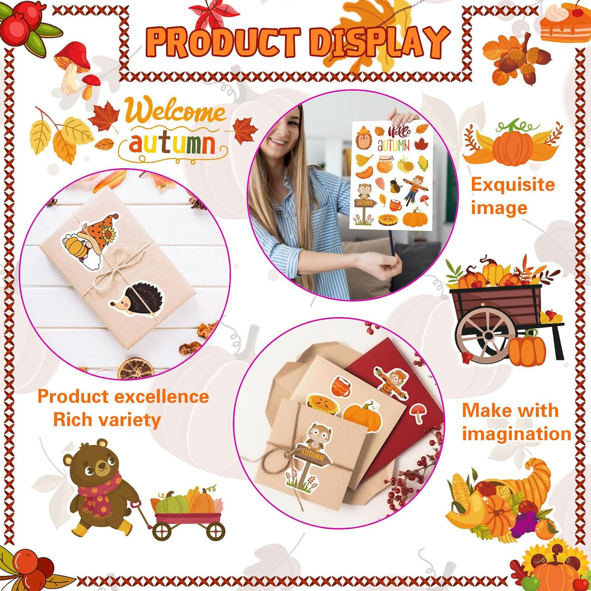 Fall Stickers Autumn Stickers 640PCS Thanksgiving Stickers for Kids Autumn