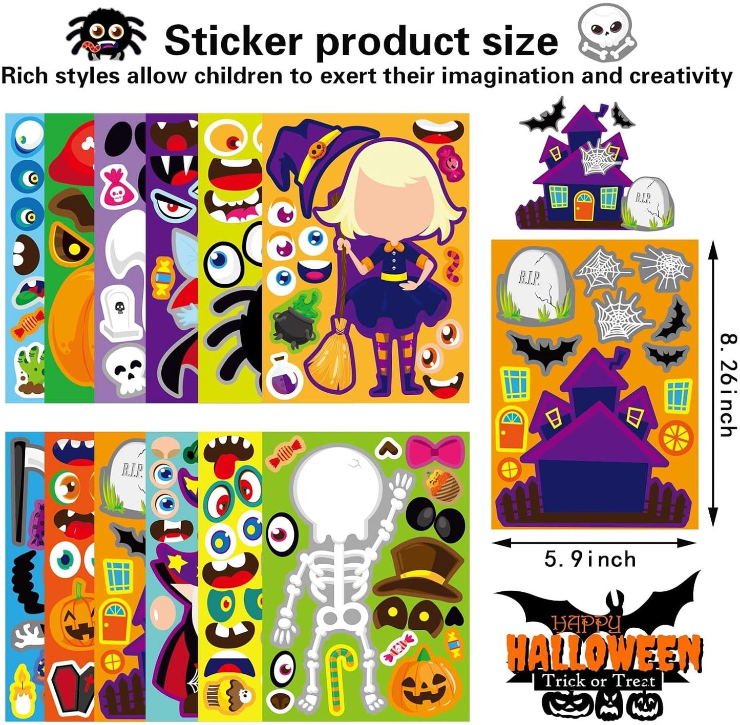 Halloween Face Stickers for Kids and Adults