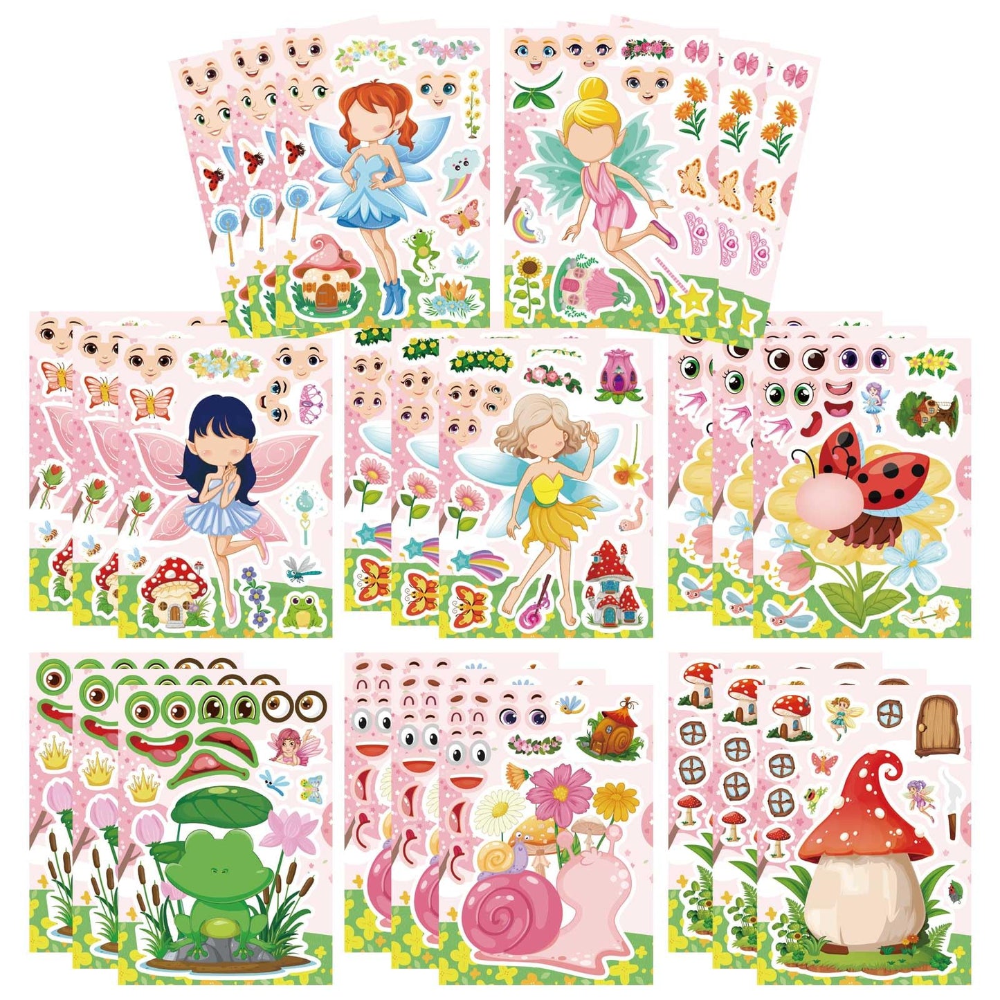 24PCS Summer Stickers for Kids, Make-a-face Stickers, Make Your Own Sticker