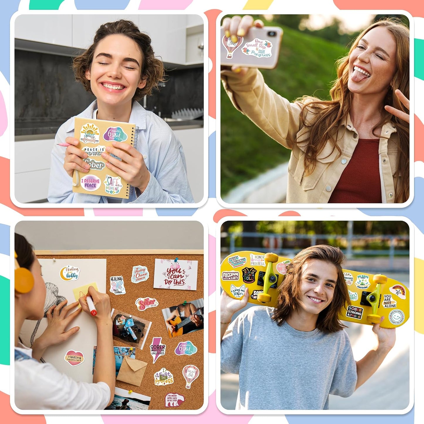 200 PCS Sober Stickers, Recovery Decals for Women Adults Men Teens