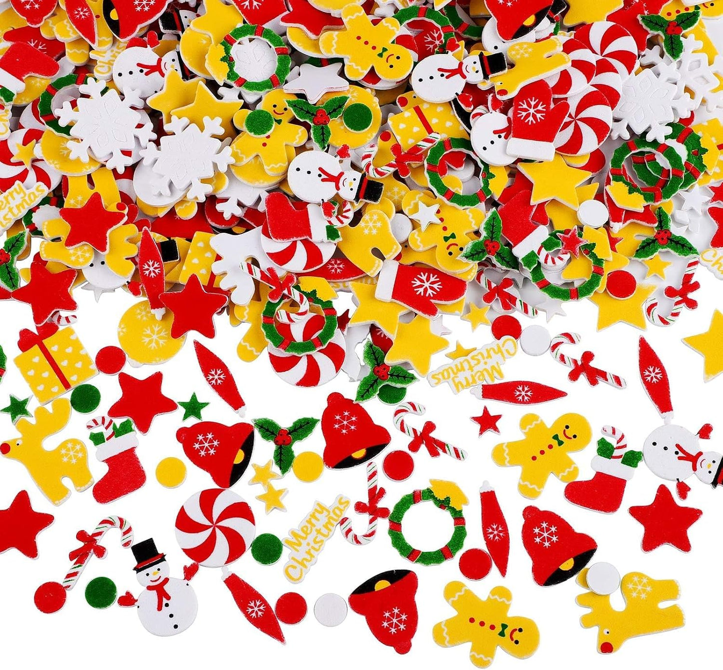 Motarto 600 Pieces Christmas Theme Foam Stickers Assorted Shapes Christmas Styles DIY Crafts Stickers for Xmas Home Holiday Party Decorations