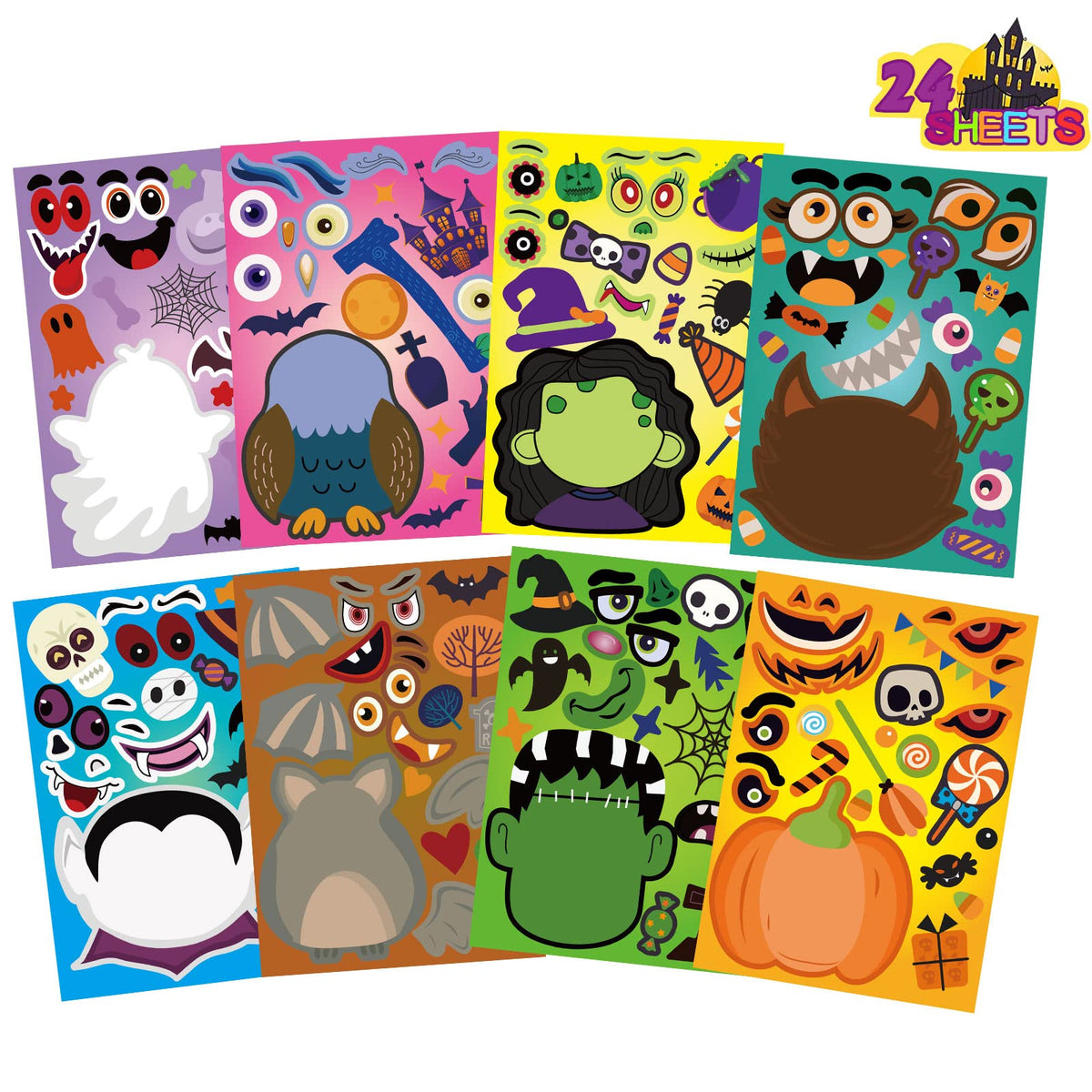 Halloween Stickers for Kids, Make a Pumpkin Face Stickers Halloween Party | 24 Sheets Pumpkin Decorating Sticker, Make Your Own Sticker Fall Autumn Thanksgiving Party Crafts, Goodie Bags Stuffers