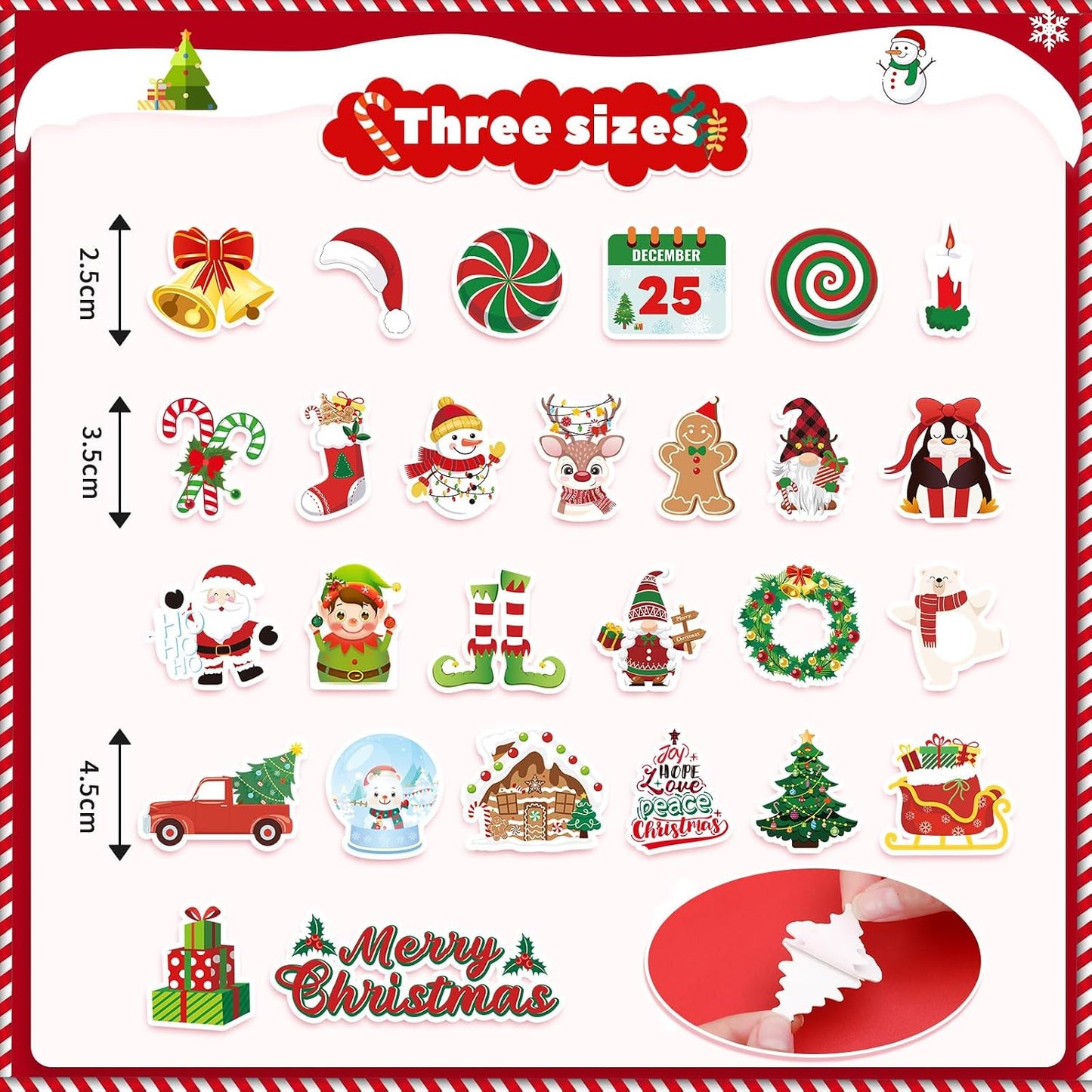 JULBEAR 300 Pcs Christmas Foam Stickers Self-Adhesive Bulk Party Favors