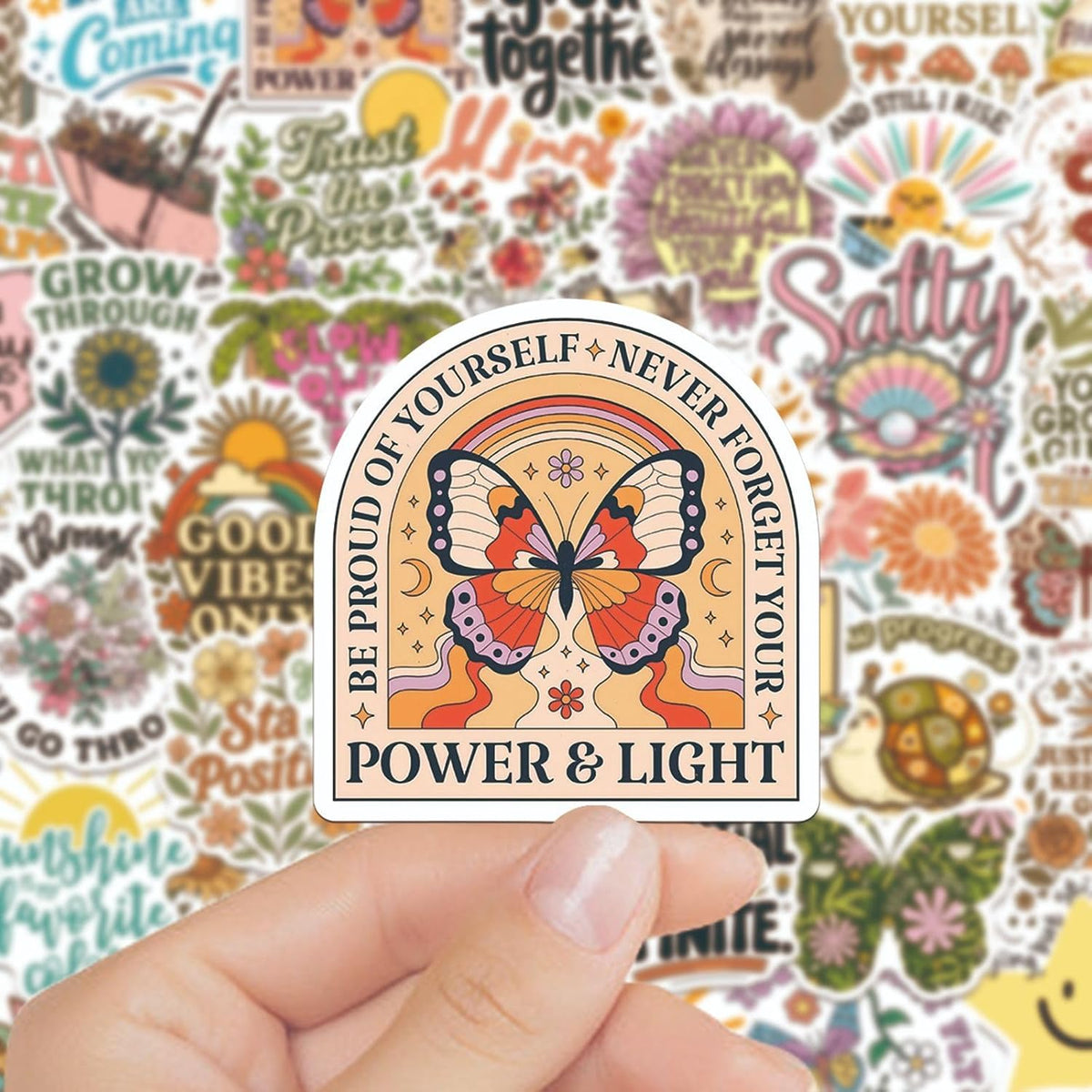 50pcs Flower Motivational Stickers, Motivational Quote Sticker for Water Bottle Adults Women TeenStickers, Vinyl Positive Stickers Decals for Laptop Journal Computer Phone Case(Colourful-P7)