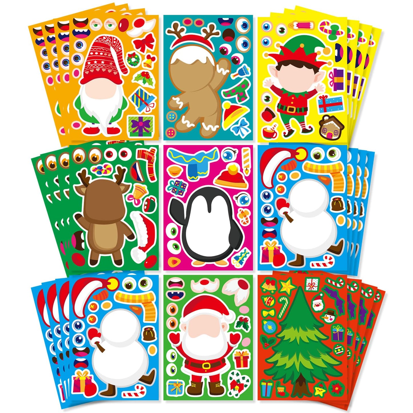 Christmas Stickers, Make a Face Stickers, Make Your Own Christmas Stickers