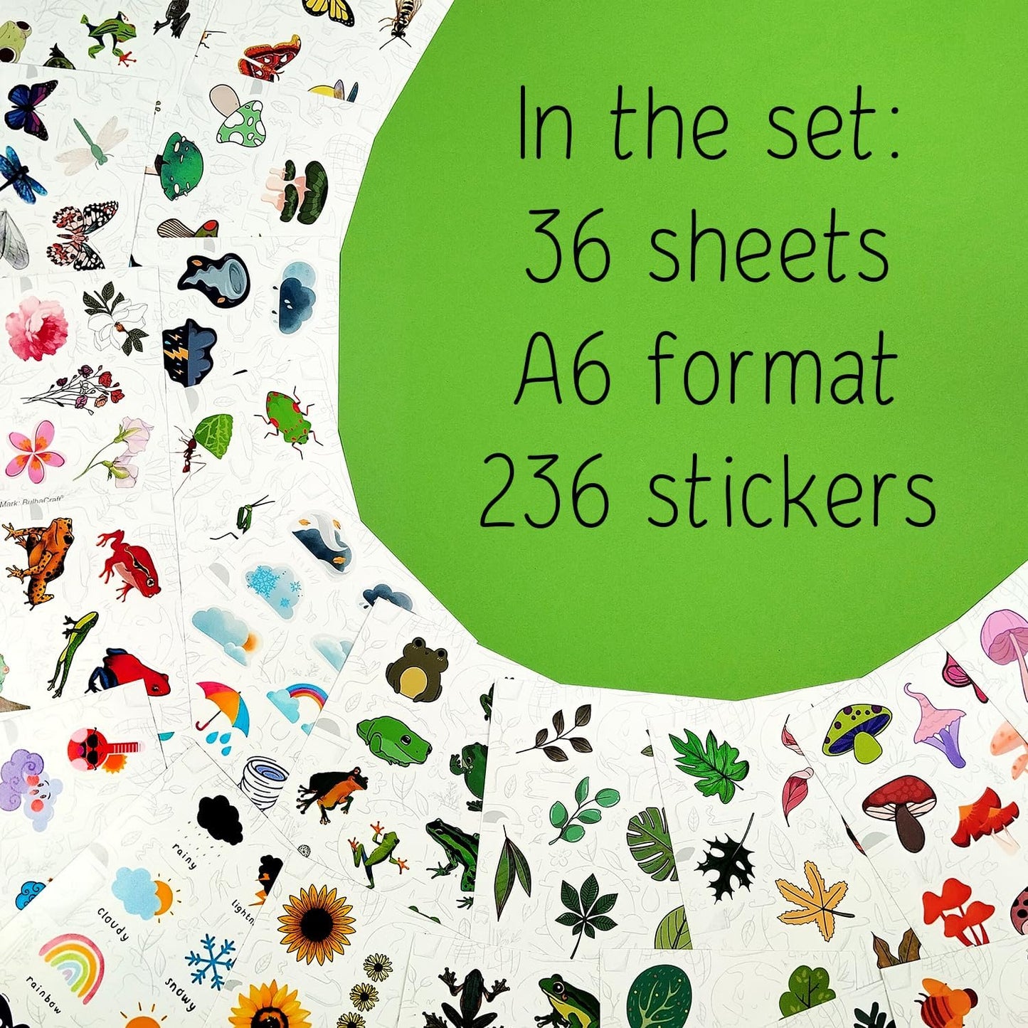 Nature Stickers - Flowers, Mushrooms, Leaves, Plants, Insects & Bugs Stickers, Nature Party Decoration & Favors, Gifts for Women & Men