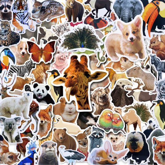 200Pcs Zoo Animal Stickers, Waterproof Self Adhesive Stickers Vinyl Wild Animal Water Bottle Sticker Set for Kids Women Wen