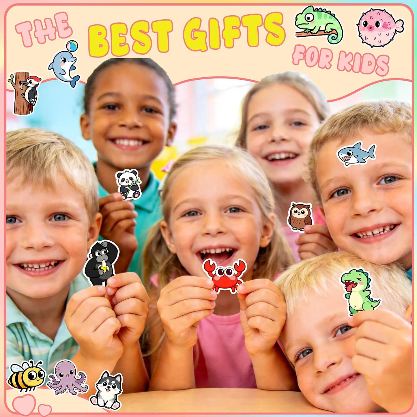 110Pcs Animal Stickers for Kids, Cute Waterproof Vinyl Animal Stickers