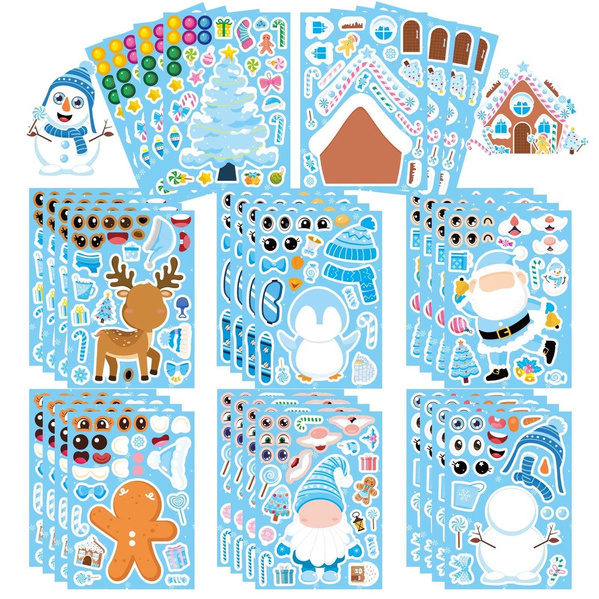32 Sheets Christmas Stickers for Kids, Make Your Own Sticker, Kid Christmas