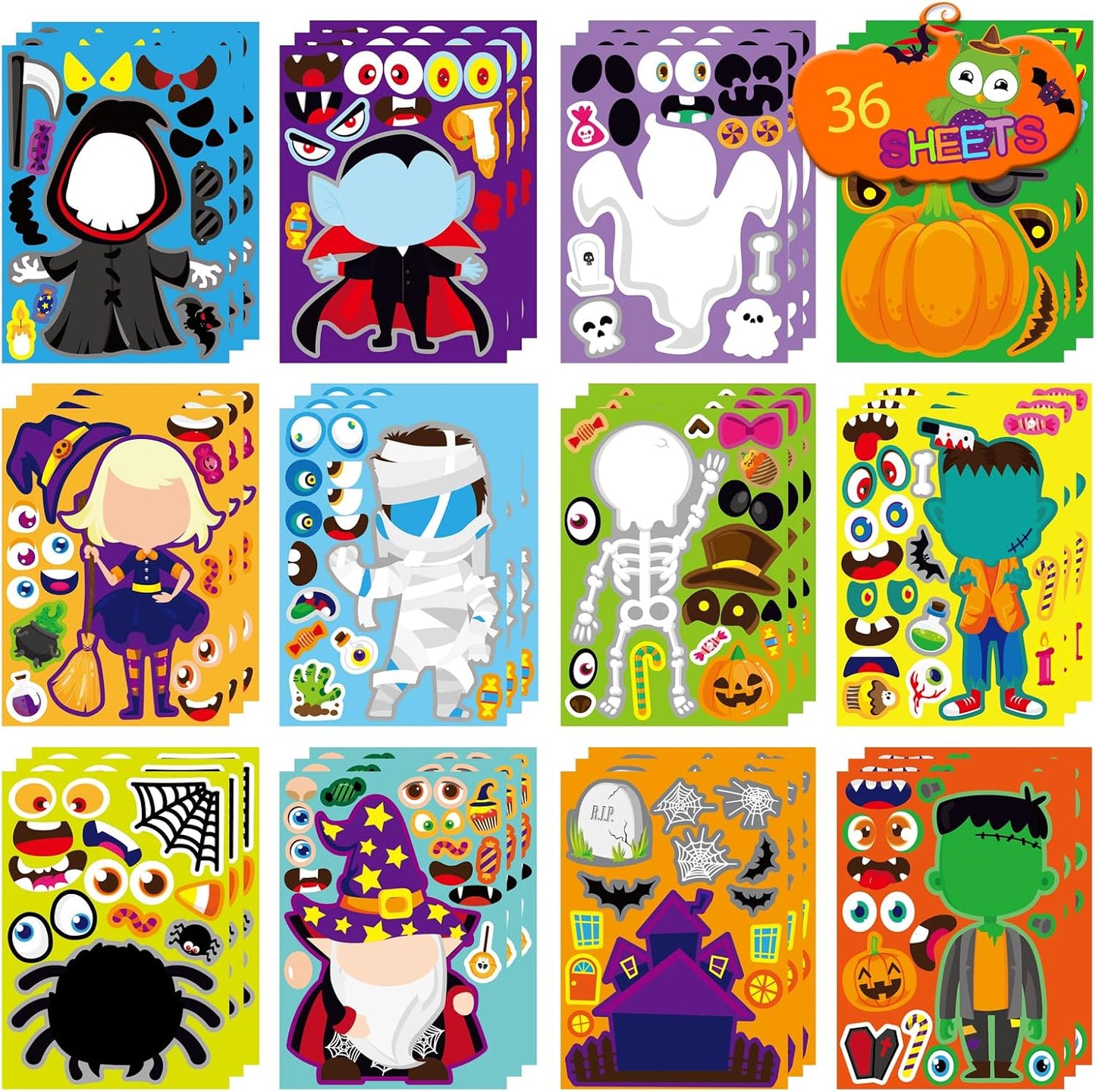 Halloween Face Stickers for Kids and Adults