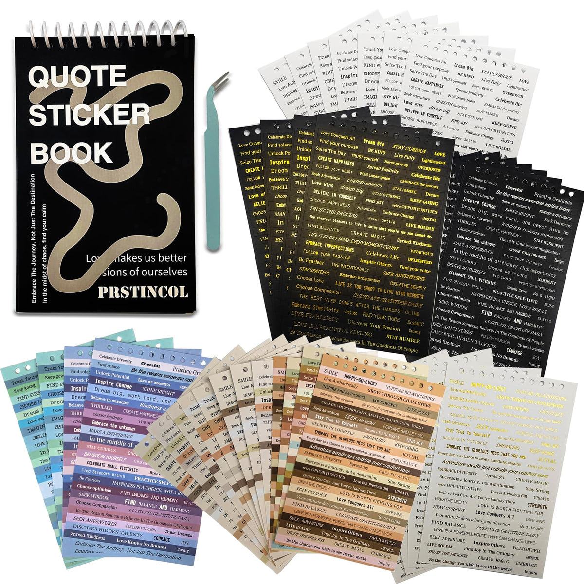 PRSTINCOL 2346PCS Quote Stickers,48 Sheets Scrapbook Supplies Kit Word Stickers for Journaling, Card Making, Vision Board Supplies for Adults Crafting