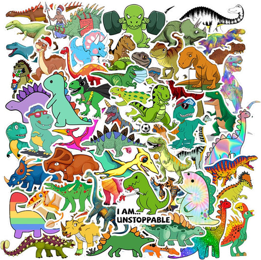 100PCS Dinosaur Stickers, Cute Waterproof Cartoon Stickers for Kids, Teaching Rewards, Dino Party Favourites, Stocking Stuffers for Kids Boys Girls Toddlers Teens