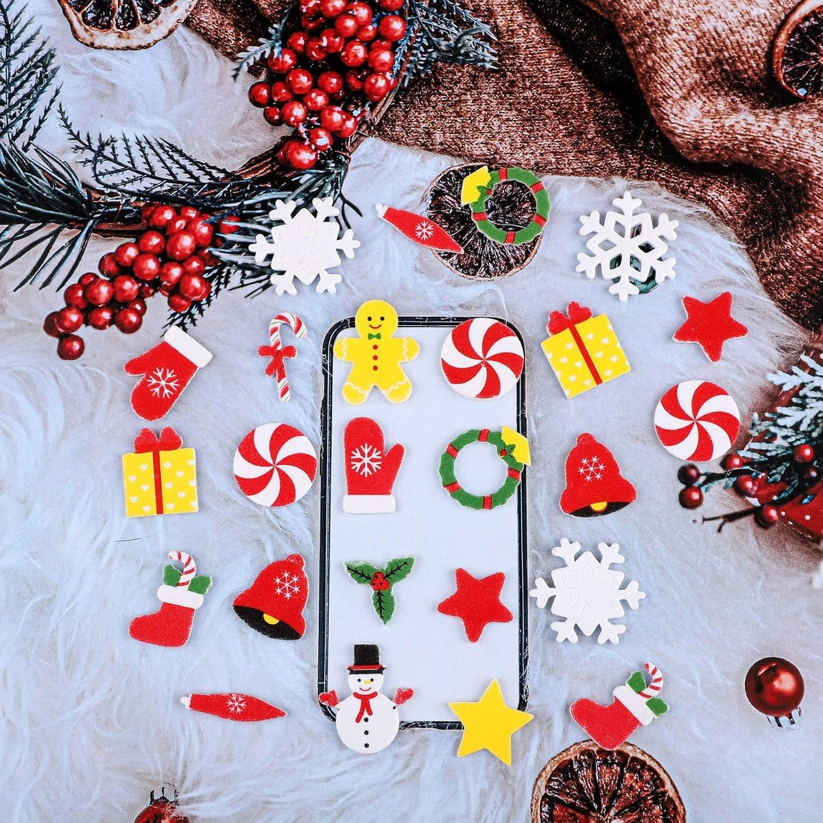 Motarto 600 Pieces Christmas Theme Foam Stickers Assorted Shapes Christmas Styles DIY Crafts Stickers for Xmas Home Holiday Party Decorations