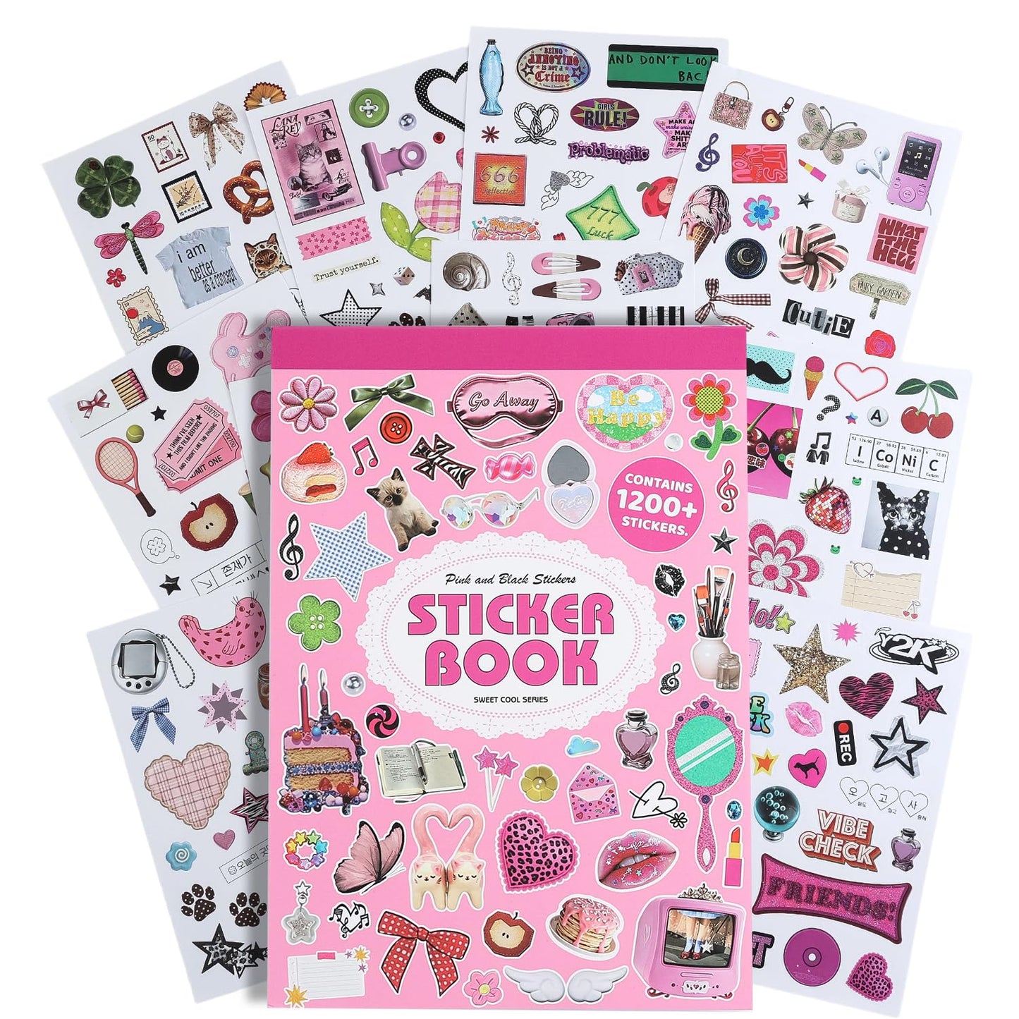 2500+ Pcs Word Stickers for Journaling, 50 Sheets Quote Sticker Gold Foil Art Scrapbook Supplies for Junk Journal, Scrapbooking Supplies for Bullet Journal Craft Small Talk Stickers for DIY Gift Card