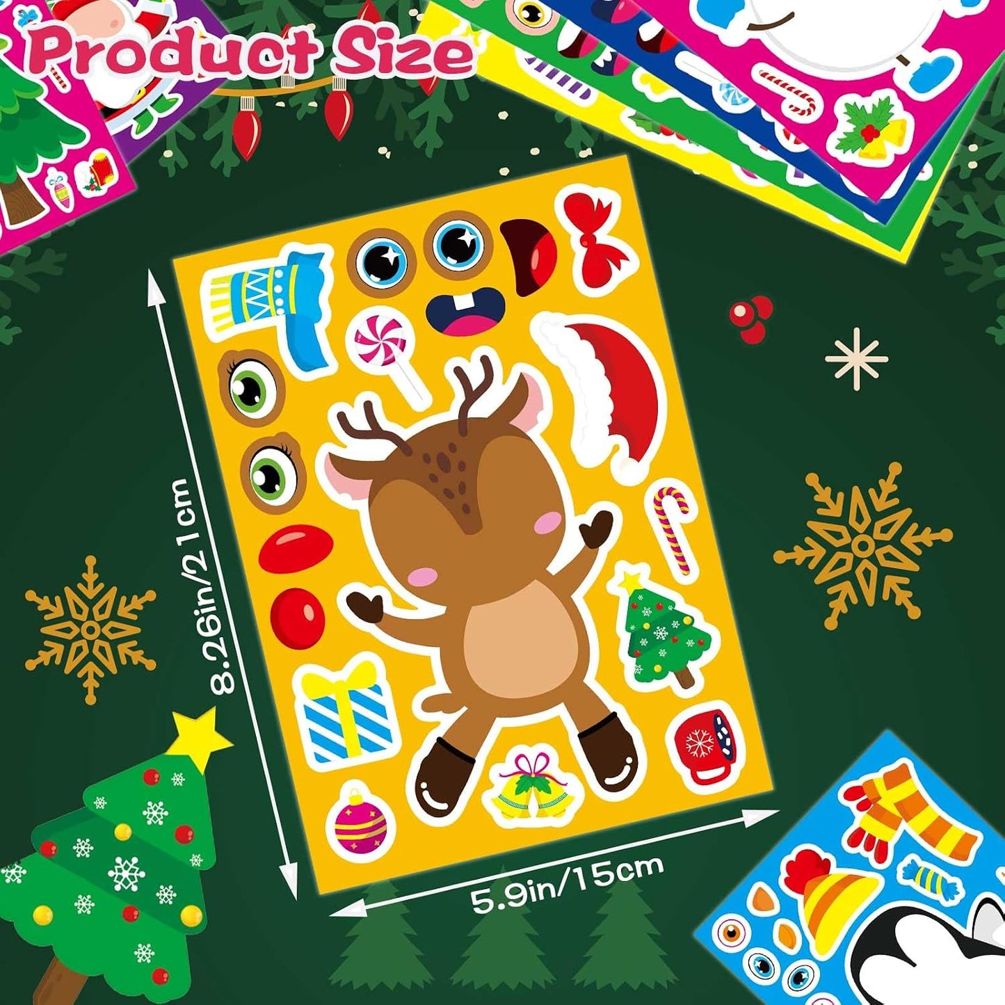 32 Sheets Christmas Stickers for Kids, Make Your Own Sticker, Kid Christmas