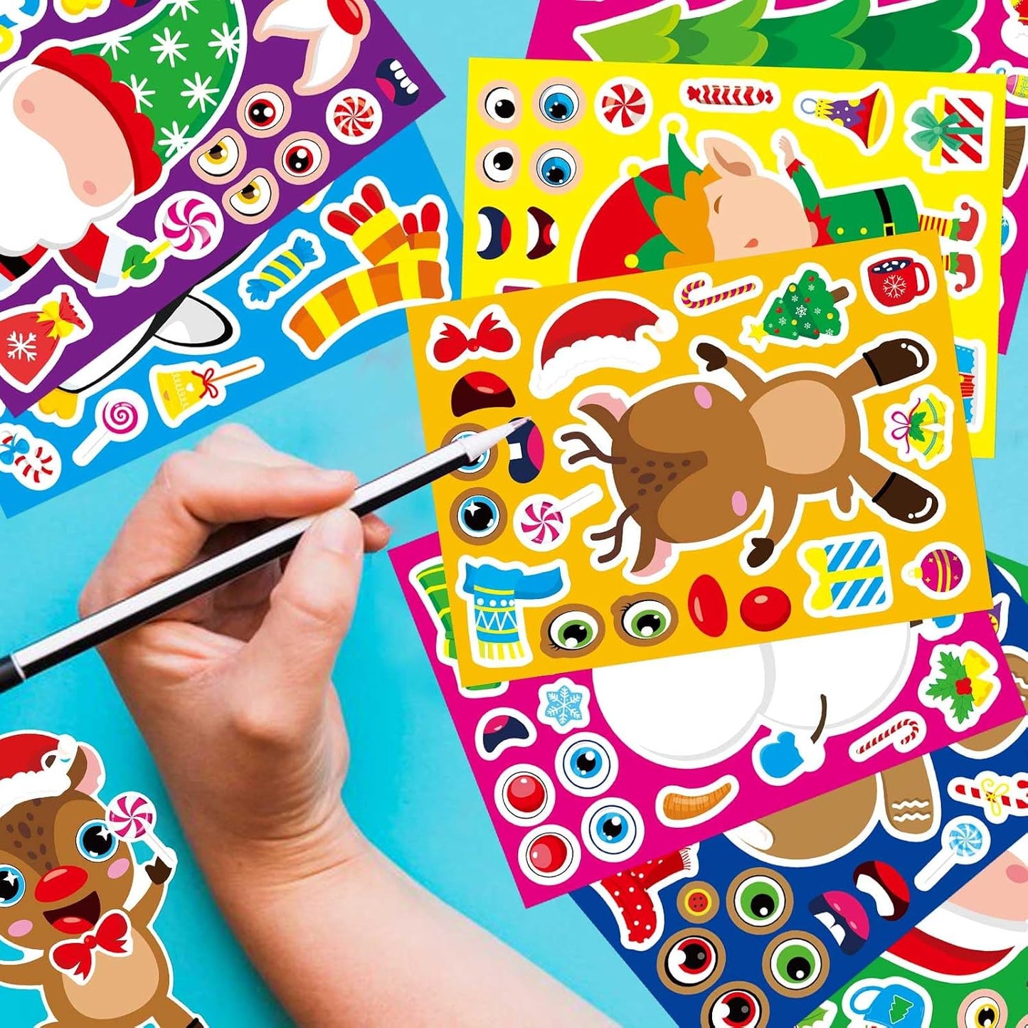 32 Sheets Christmas Stickers for Kids, Make Your Own Sticker, Kid Christmas