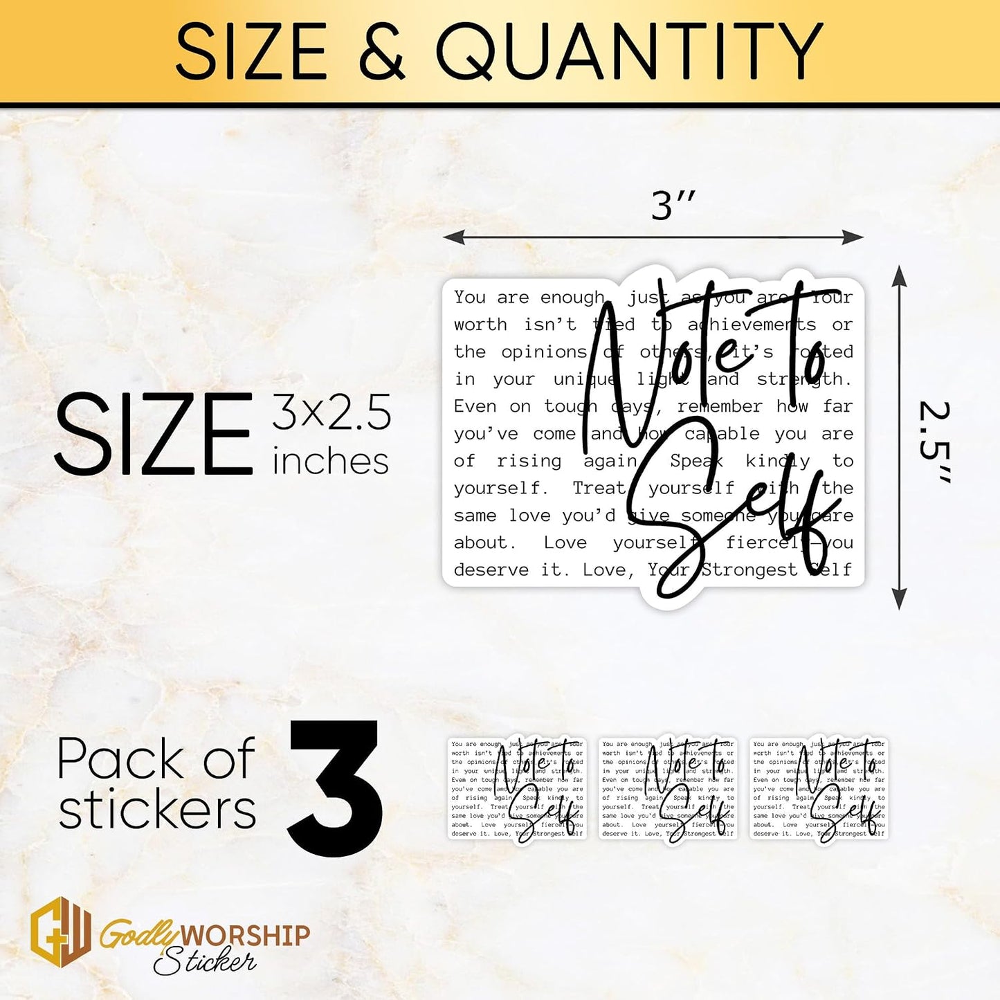 3PCs Note to Self You are Enough Sticker Motivational Sticker Inspirational Love Yourself Positive Affirmations Waterproof Vinyl Stickers for Laptop Water Bottle Decals Gifts for Adults Kids 3"x2.5"