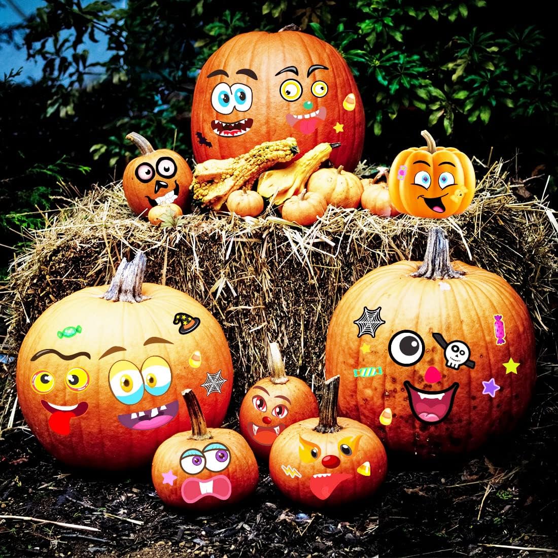 80 Packs Pumpkin Decorating Kit - Make Pumpkin Face Stickers in 20 Designs