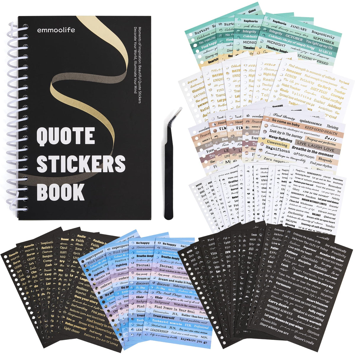 2500+ Pcs Word Stickers for Journaling, 50 Sheets Quote Sticker Gold Foil Art Scrapbook Supplies for Junk Journal, Scrapbooking Supplies for Bullet Journal Craft Small Talk Stickers for DIY Gift Card