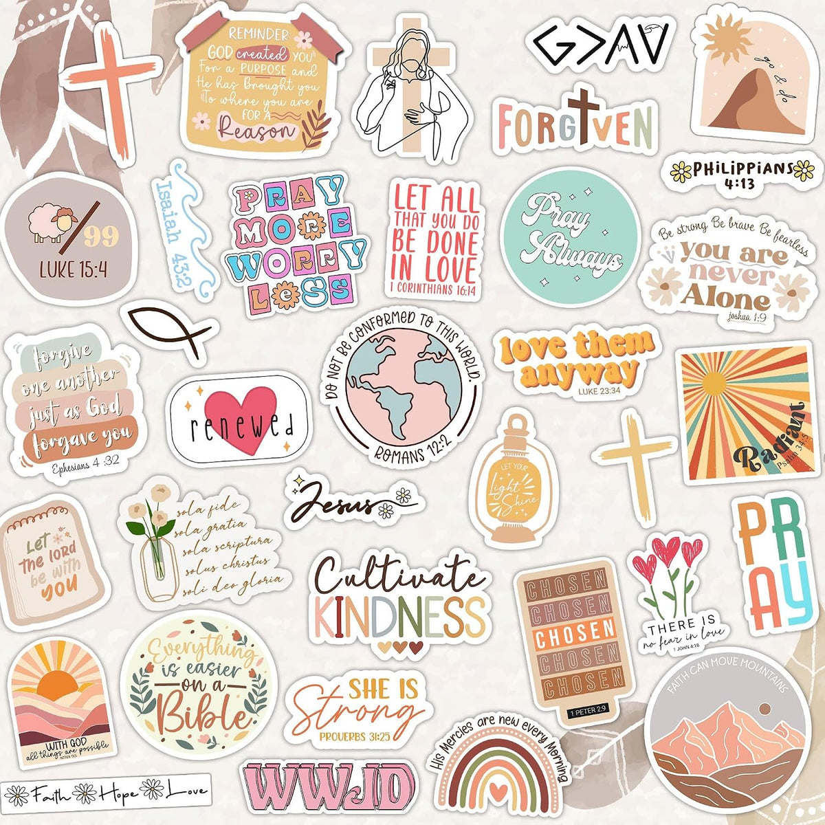 123 PCS Christian Bible Verse Stickers by Puraesla – Scripture Inspiring Journaling & Religious Study Decals for Water Bottles, Laptops, Notebooks – Vinyl Waterproof