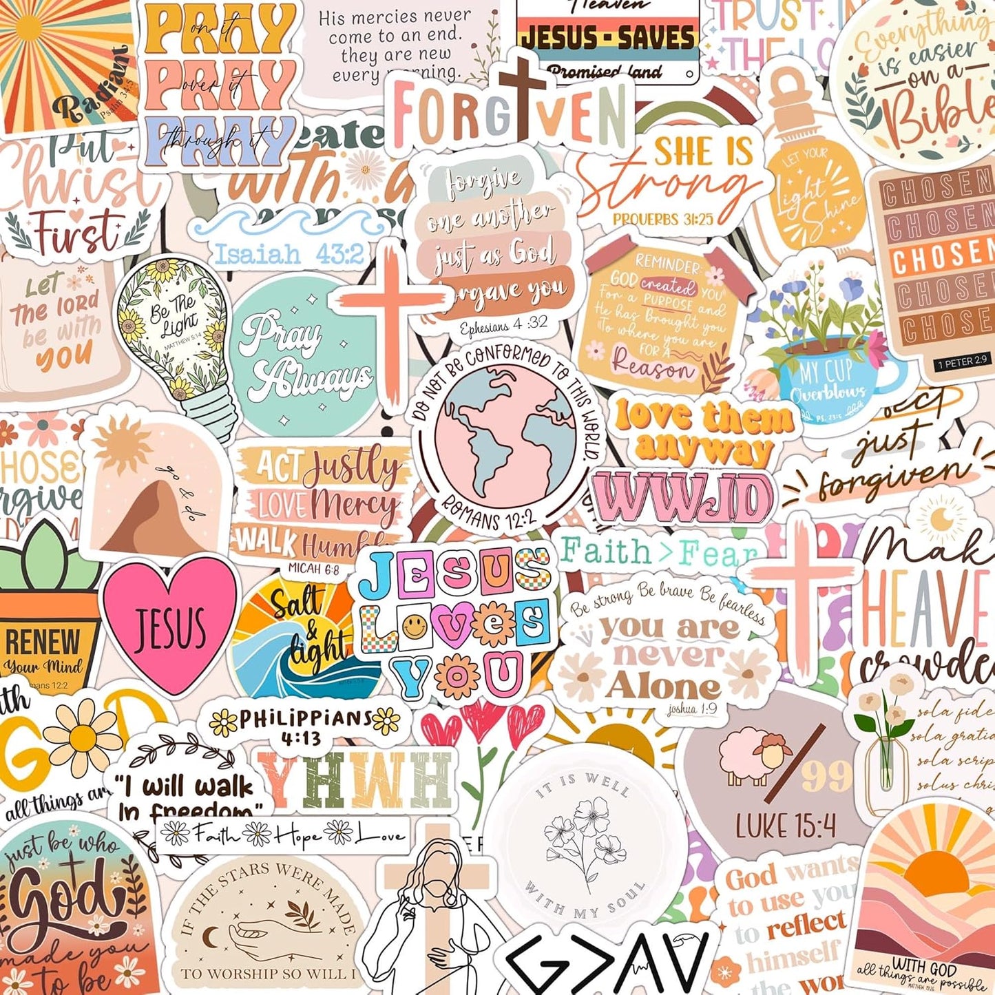 123 PCS Christian Bible Verse Stickers by Puraesla – Scripture Inspiring Journaling & Religious Study Decals for Water Bottles, Laptops, Notebooks – Vinyl Waterproof