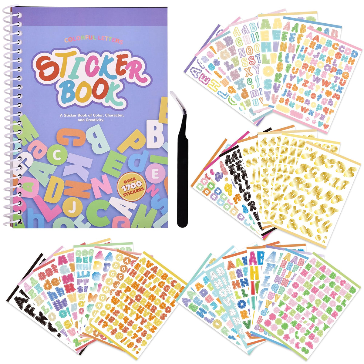 2500+ Pcs Word Stickers for Journaling, 50 Sheets Quote Sticker Gold Foil Art Scrapbook Supplies for Junk Journal, Scrapbooking Supplies for Bullet Journal Craft Small Talk Stickers for DIY Gift Card
