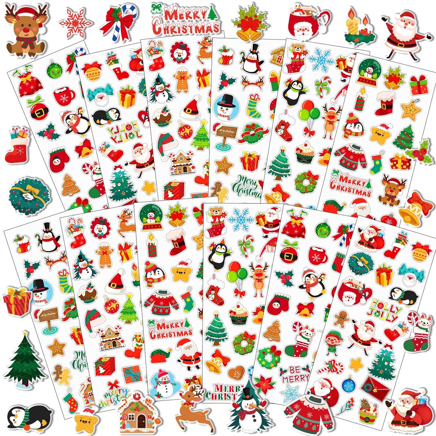 UPINS 12 Sheets Christmas Holiday Stickers 3D Puffy Foam Decals