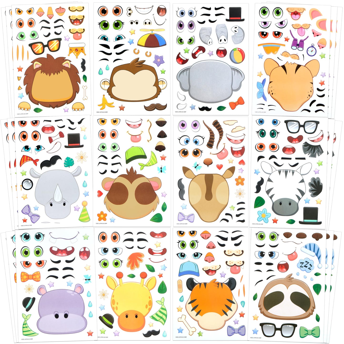 JOYIN 36 Pcs 9"x6" Summer Make a face Stickers for Kids, Make Your Own Hawaii Pool Beach Sticker Sheets, Luau Craft Party Decor, Summer Holiday Party Favors Kids Crafts, Goodie Bags Stuffers