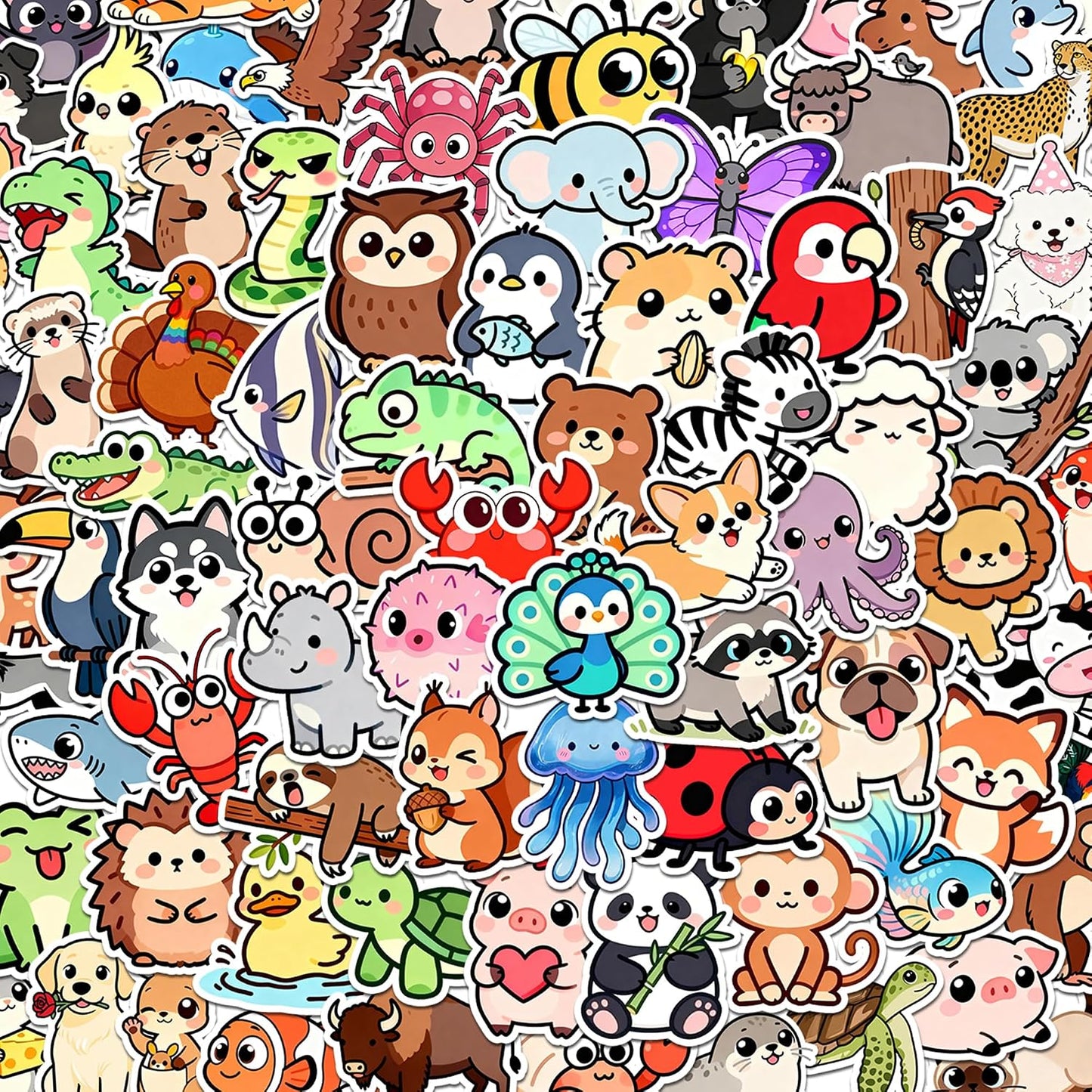 110Pcs Animal Stickers for Kids, Cute Waterproof Vinyl Animal Stickers