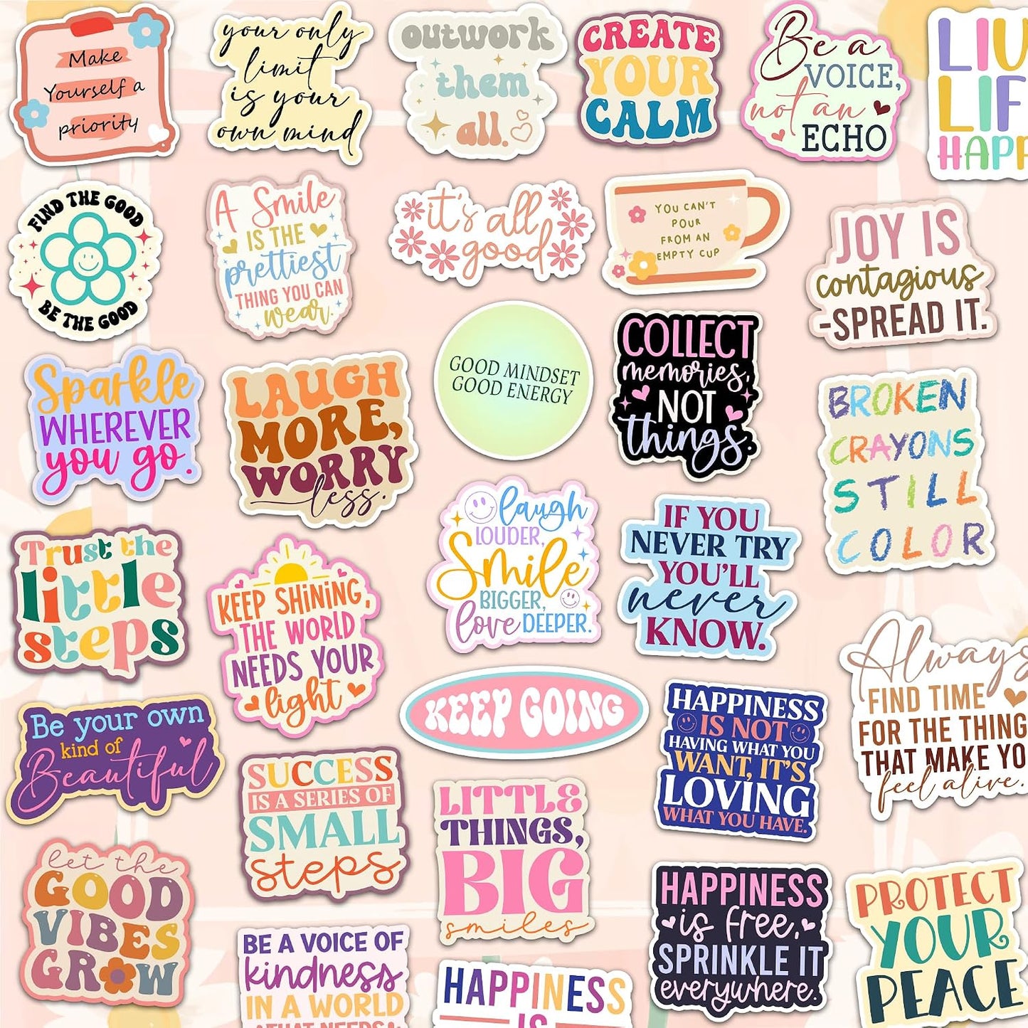 You've Got this By Puraesla - 300Pcs Holographic Positive Affirmation Sticker Pack, motivational quotes Mental Health Boost decor for Water Bottles, Journalds, Notebooks,daily positivity for self care