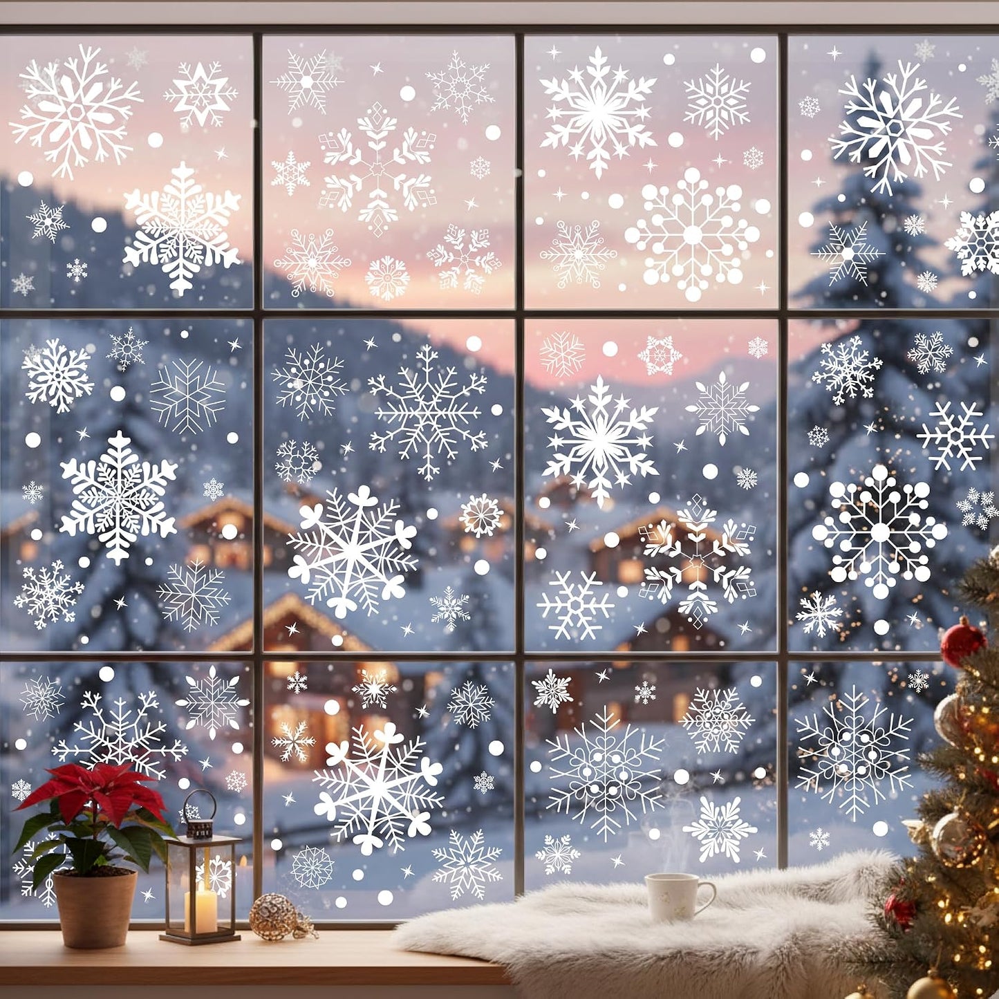 Snowflake Window Clings, Christmas Winter Window Decor