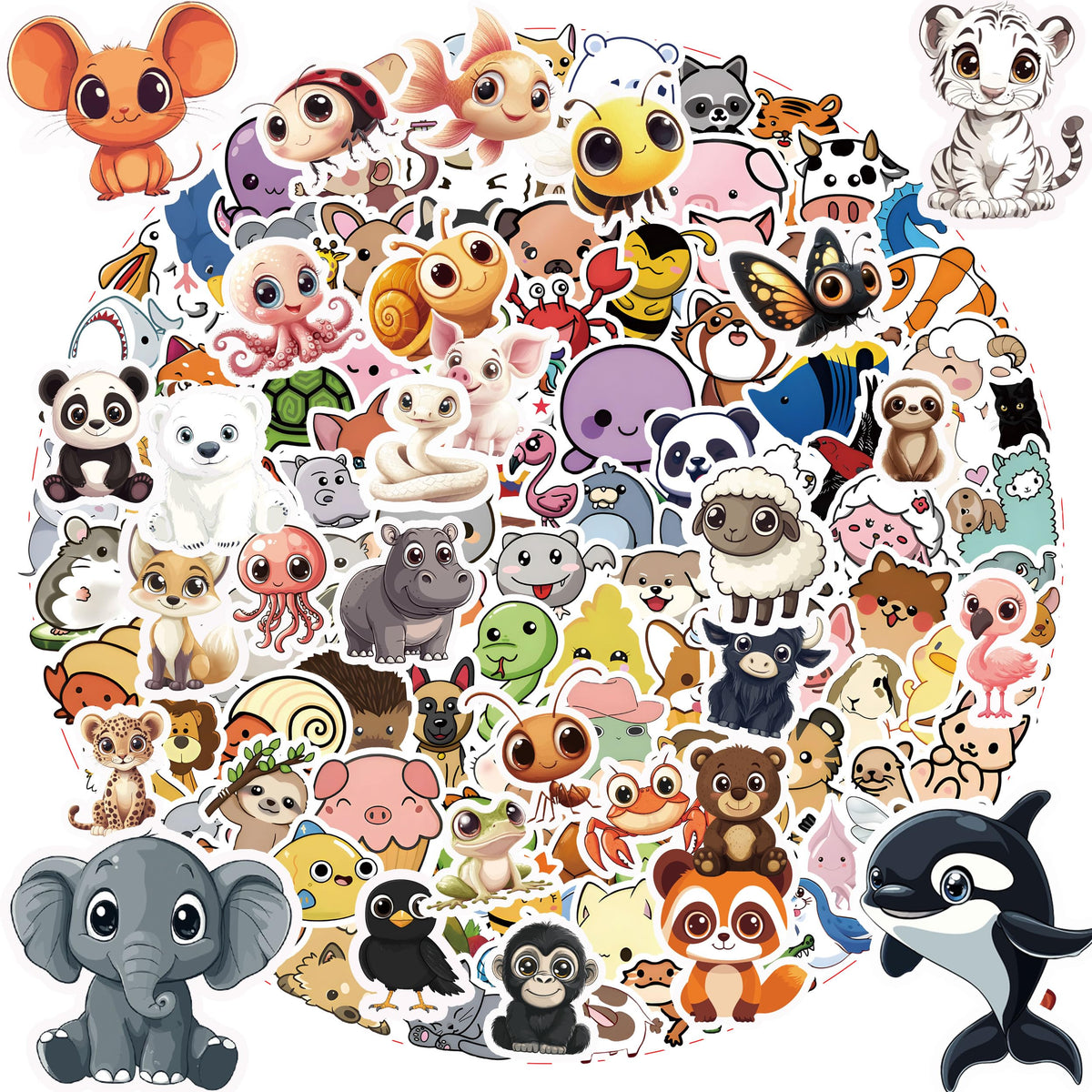 110PCS Non-Repeating Animal Pumpkin Theme Stickers