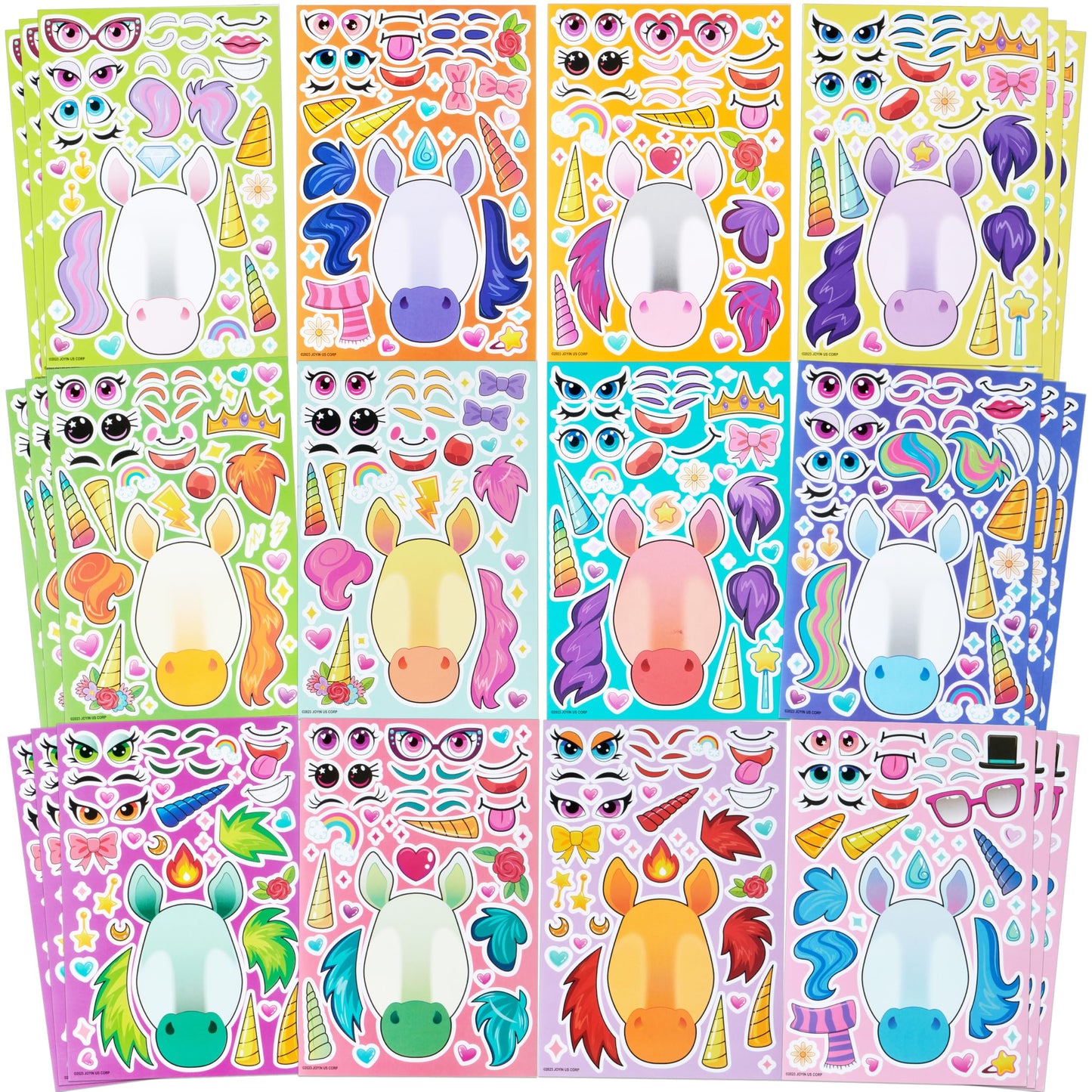 JOYIN 36 Pcs 9"x6" Summer Make a face Stickers for Kids, Make Your Own Hawaii Pool Beach Sticker Sheets, Luau Craft Party Decor, Summer Holiday Party Favors Kids Crafts, Goodie Bags Stuffers