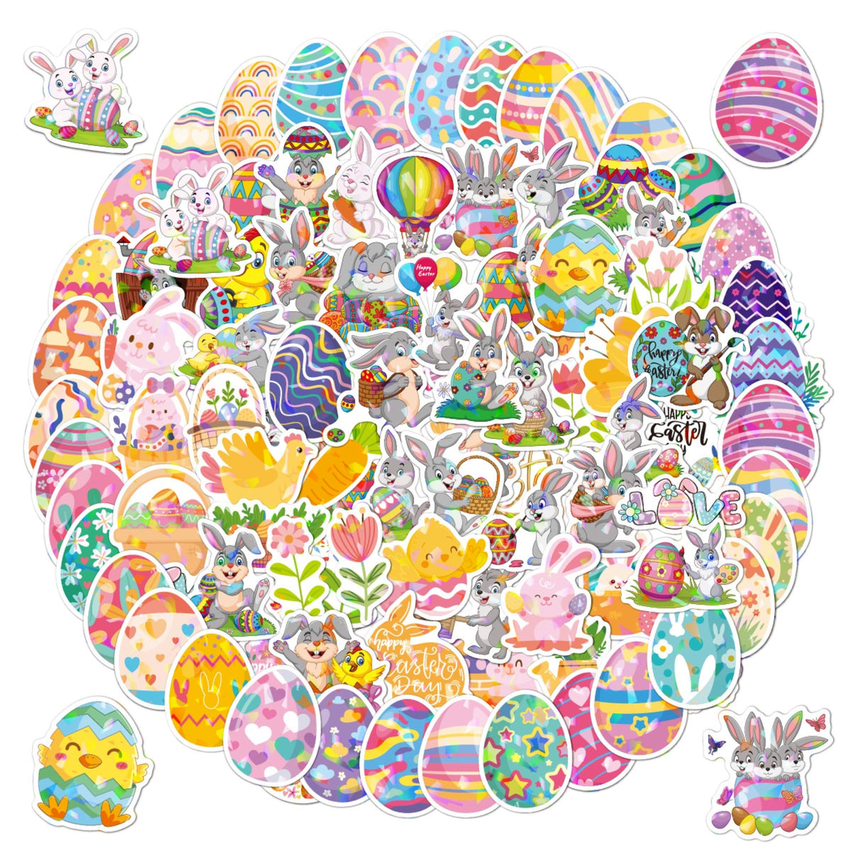 100 Non-Repeating Glitter Christmas Stickers, Assorted Vinyl Waterproof Holographic Winter Holiday Stickers for Christmas Decorations Envelopes Cards Sealing Craft Party Favors