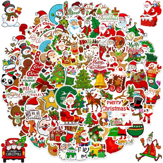 DothRayan 100 Pcs Christmas Theme Stickers for Kids Teens, Vinyl Waterproof Party Sticker for Gift Tags Christmas Decorations, Funny Holiday Gifts