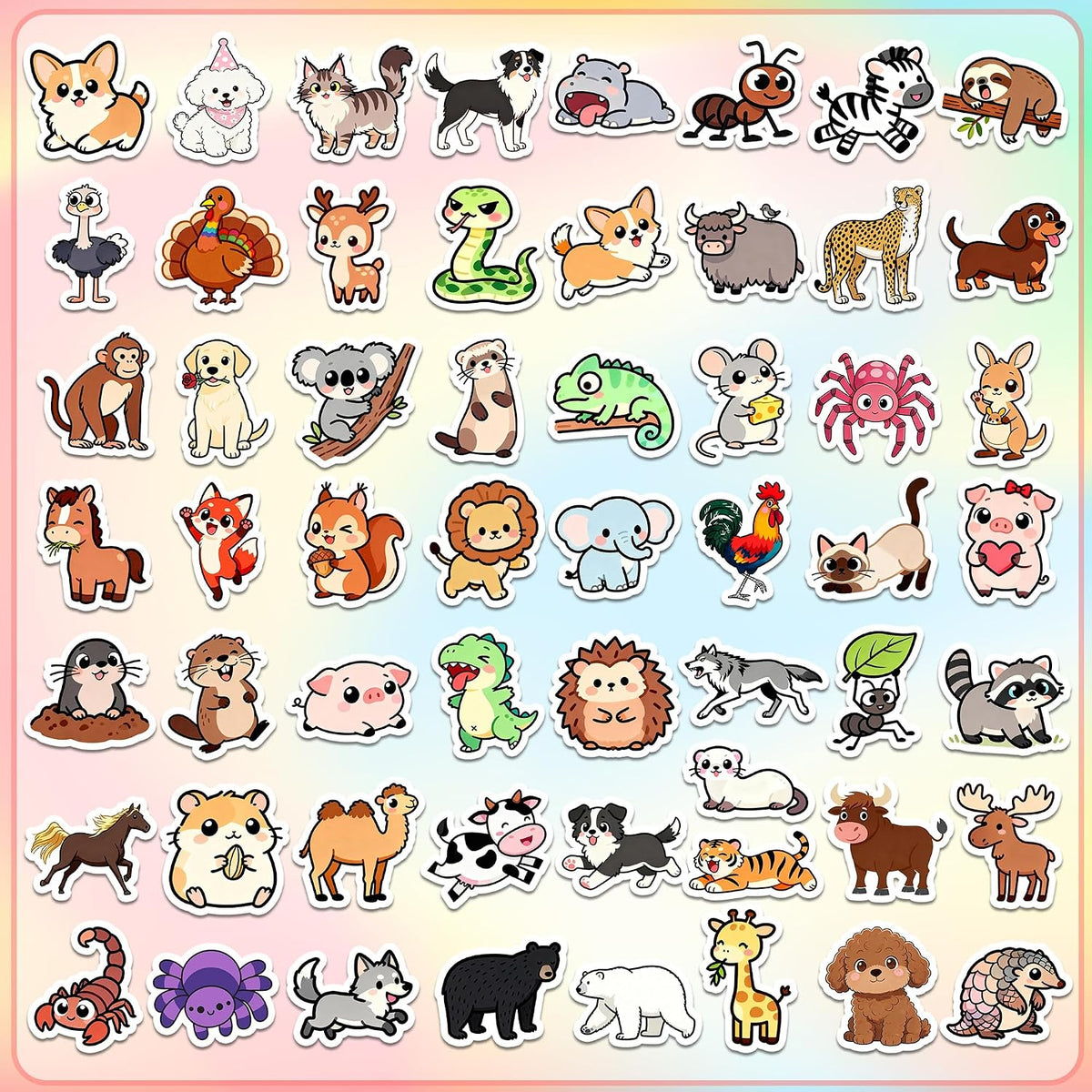 110Pcs Animal Stickers for Kids, Cute Waterproof Vinyl Animal Stickers