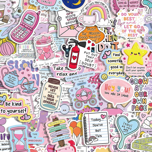 100 Pcs Holographic Positive Affirmation Stickers for Adult Women, Waterproof Vinyl Motivational Inspirational Quote Stickers for Water Bottle Journal Vision Board Computer Laptop Phone