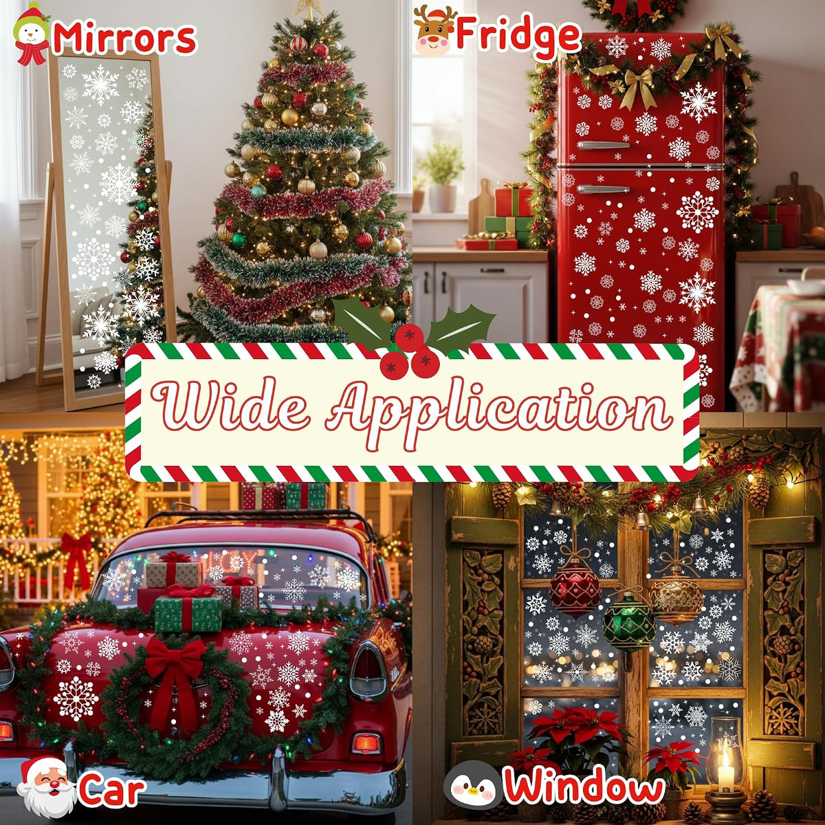 Snowflake Window Clings, Christmas Winter Window Decor