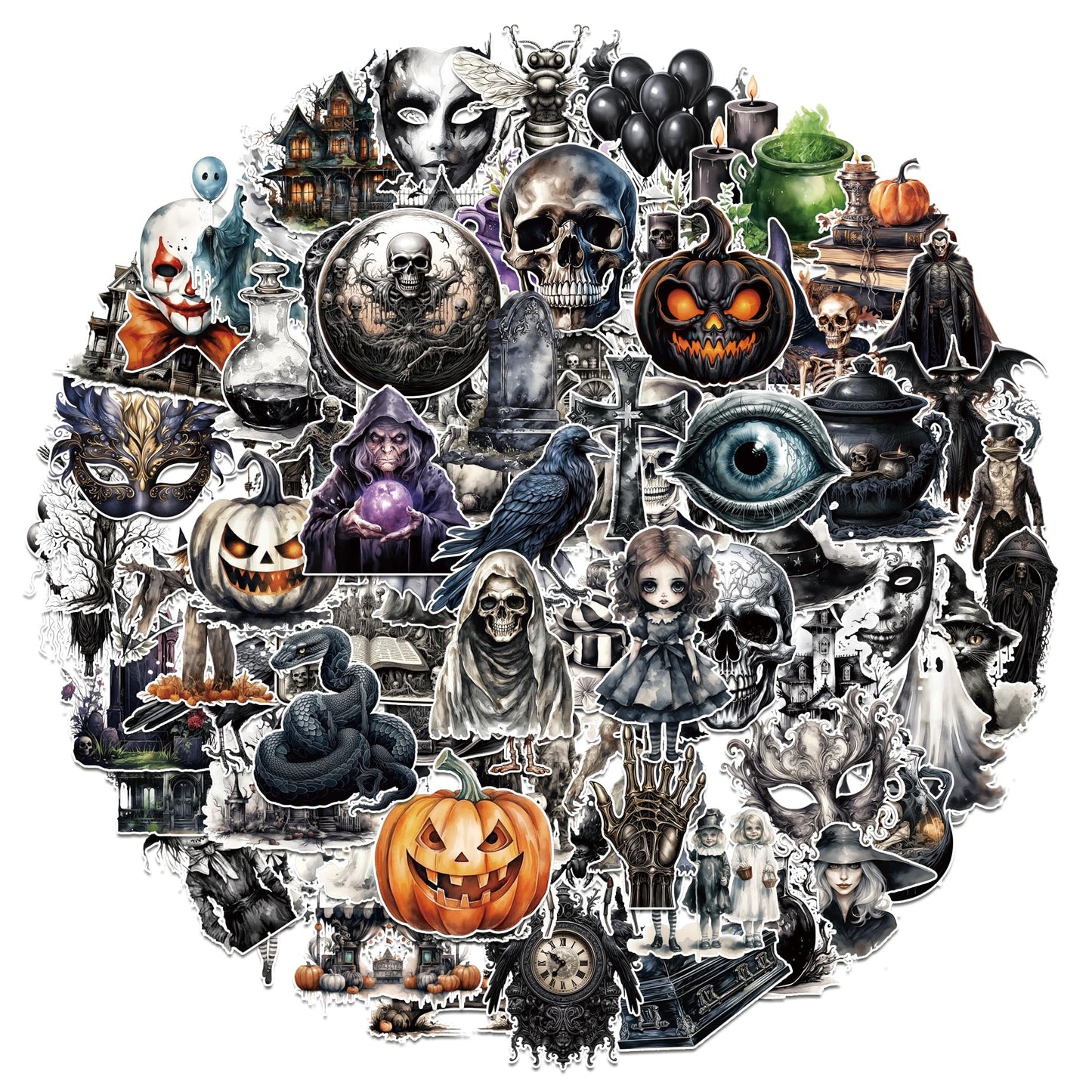 110PCS Non-Repeating Animal Pumpkin Theme Stickers
