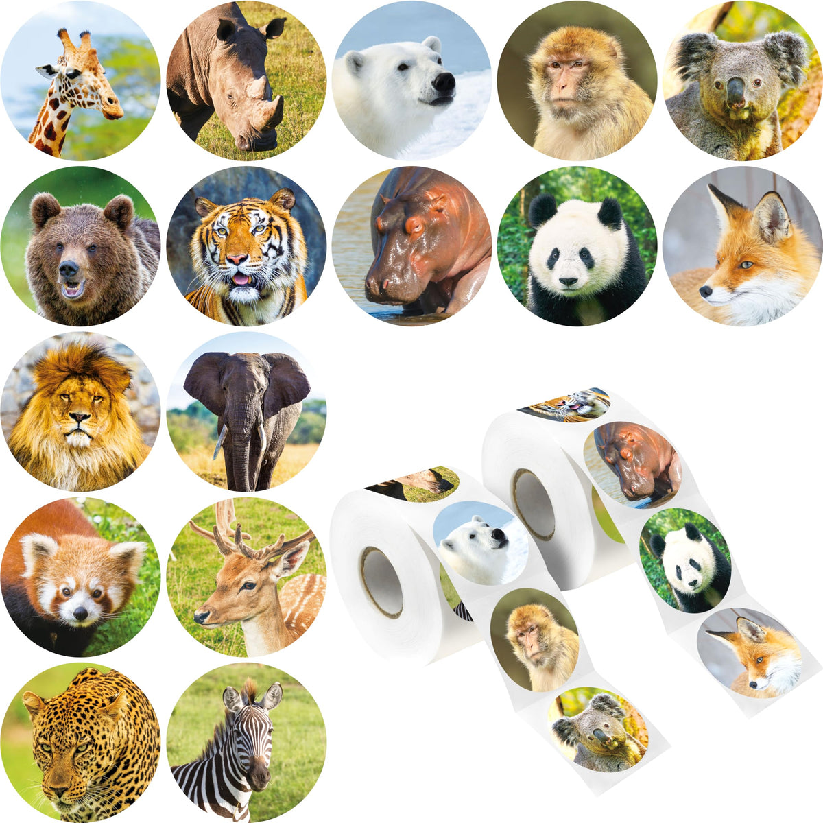 Hebayy 600 PCS Cartoon Animal Stickers Party Decoration Teacher Reward Encouragement Motivational Decals 16 Designs Value Pack (Each Measures 1.5" in Diameter)