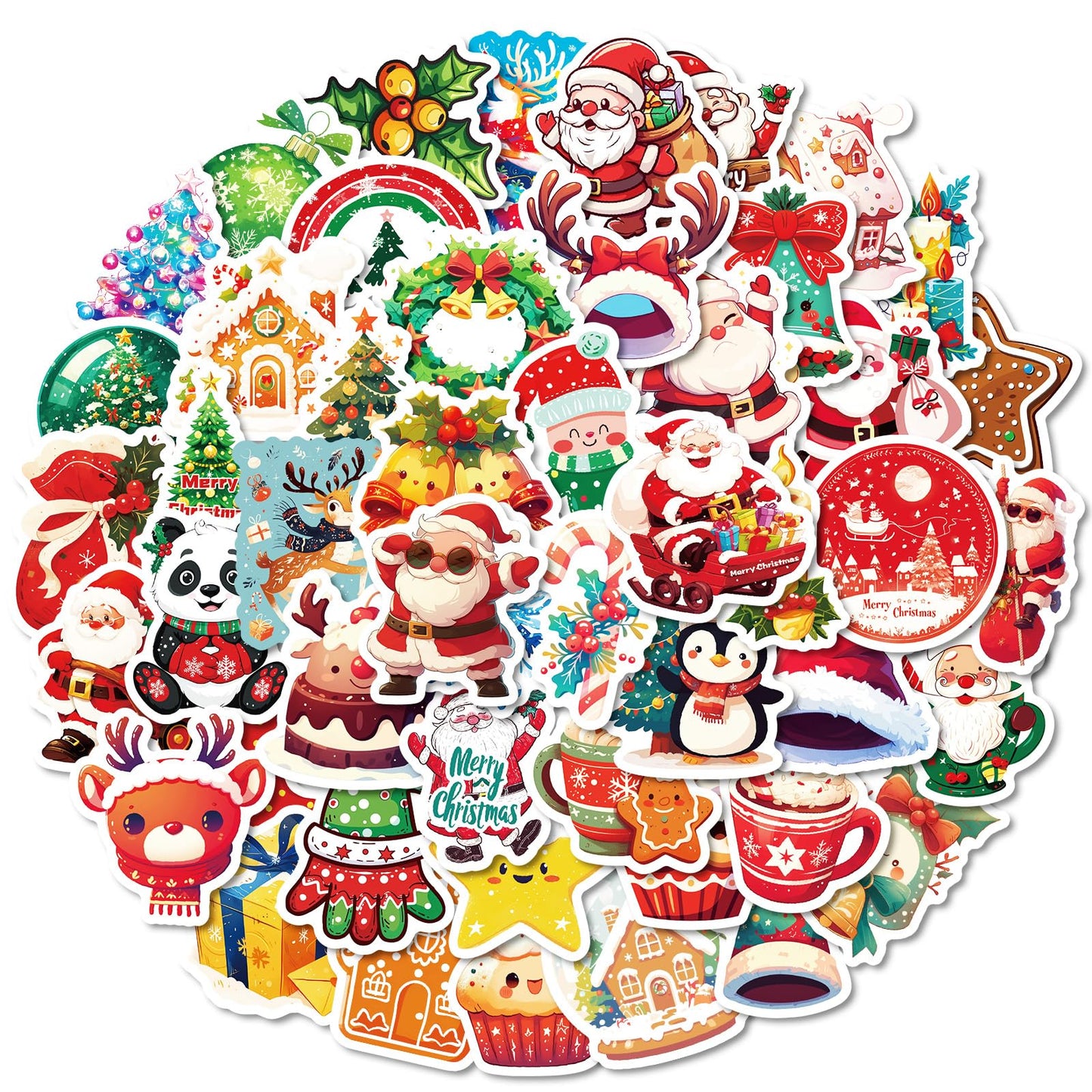 50 Pcs Christmas Theme Stickers,Xmas Holiday Party Stickers(01)