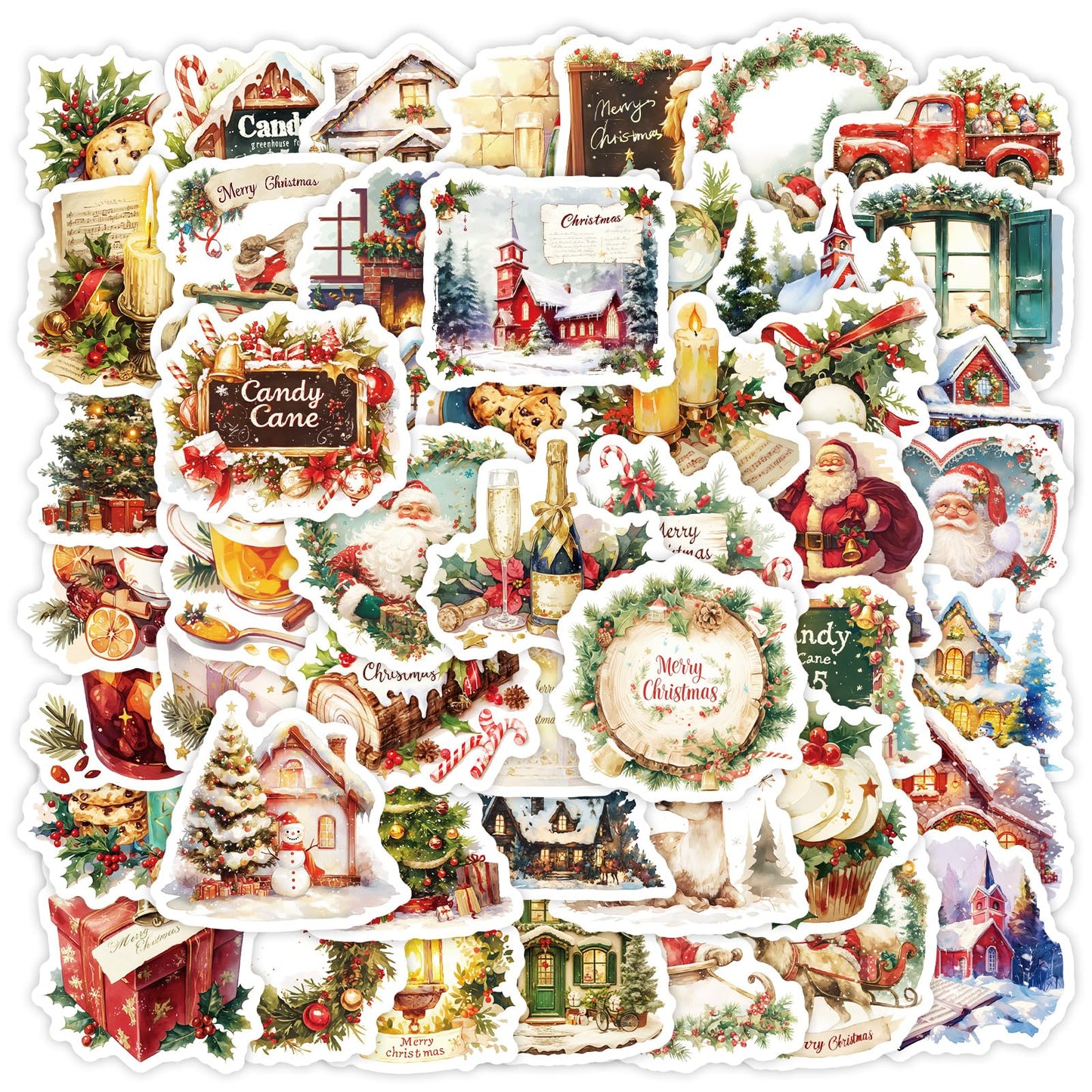 50 Pcs Christmas Theme Stickers,Xmas Holiday Party Stickers(01)