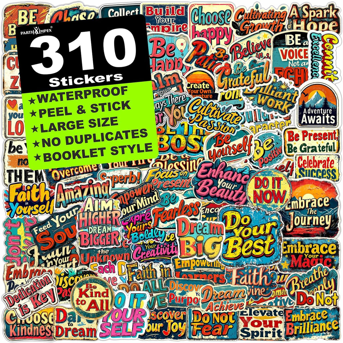 PARTH IMPEX 310 PCS Motivational Quote Stickers, Inspirational Decals