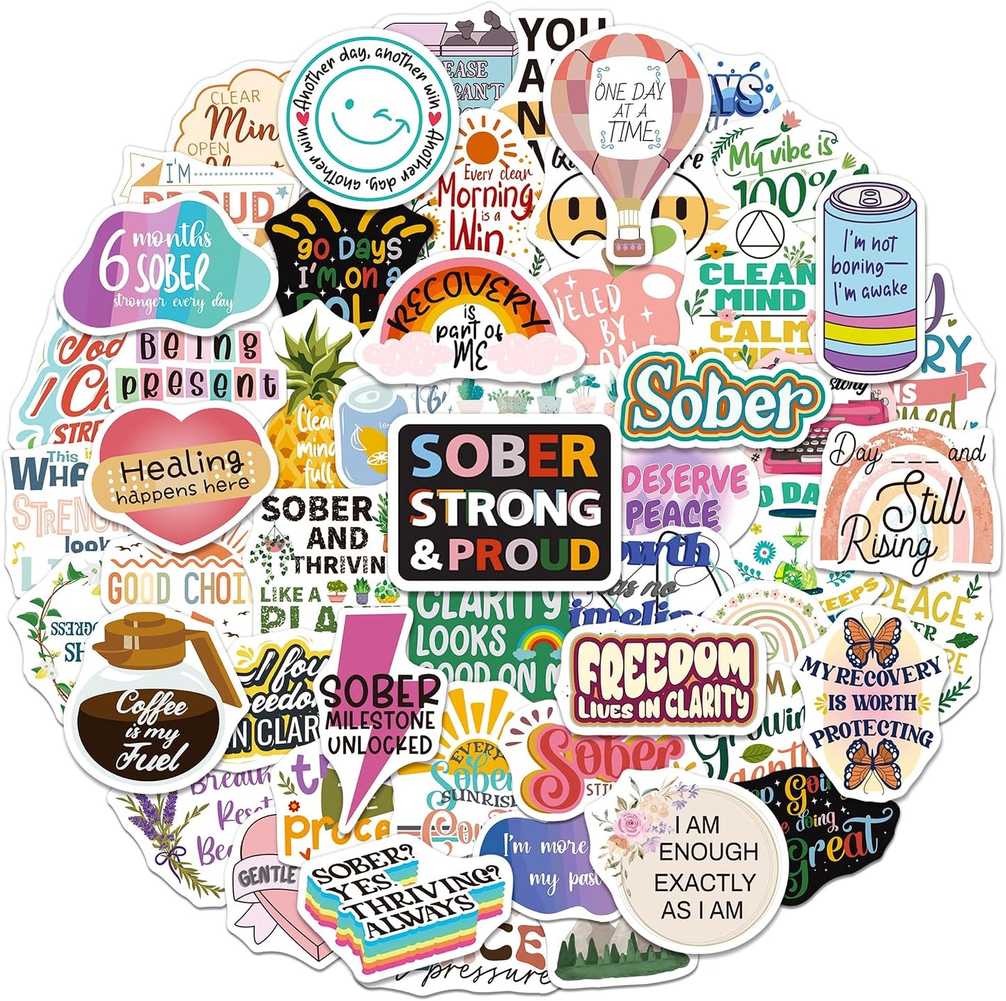 200 PCS Sober Stickers, Recovery Decals for Women Adults Men Teens