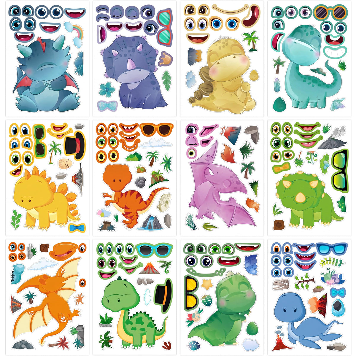 24 Sheets Ocean Animal Make a Face Stickers for Kids Party Favors